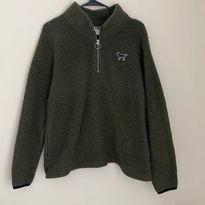 Green Sherpa Quarter zip - PINK